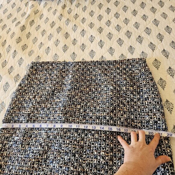 Talbots Women’s Size 14 Tweed Wool Blend Pencil Skirt Blue Black Lined Career - Picture 7 of 14